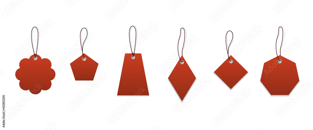 Set of red blank labels with different shape for discount, sale, price tags. Set of red blank labels with different shape for discount, sale, price tags.