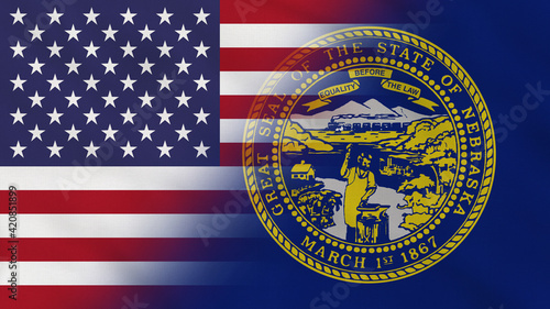 Wallpaper Mural Nebraska State - USA - Crumpled Fabric Flag. USA Flag. State of Nebraska Flag. North America Flags. Celebration. Surface Texture. Background Fabric. Torontodigital.ca