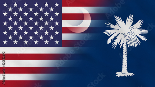 South Carolina State - USA - Crumpled Fabric Flag. USA Flag. State of South Carolina Flag. North America Flags. Celebration. Surface Texture. Background Fabric.