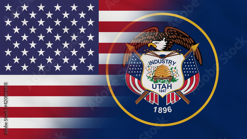 Wallpaper Mural Utah State - USA - Crumpled Fabric Flag. USA Flag. State of Utah Flags. North America Flags. Celebration. Surface Texture. Background Fabric. Torontodigital.ca