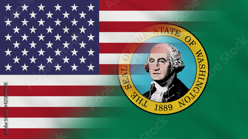 Wallpaper Mural Washington State - USA - Crumpled Fabric Flag. USA Flag. State of Washington Flags. North America Flags. Celebration. Surface Texture. Background Fabric. Torontodigital.ca