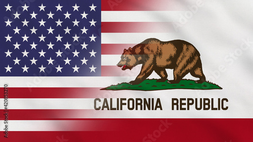 California State - USA - Crumpled Fabric Flag. State of California Flags. North America Flags. Celebration. Surface Texture. Background Fabric.