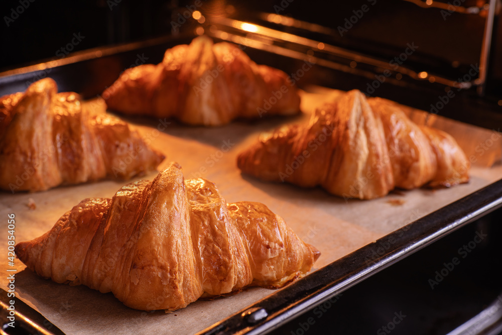 French croissants are baked in the oven. French croissants are baked in the oven.