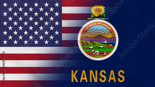 Wallpaper Mural Kansas State - USA - Crumpled Fabric Flag. USA Flag. State of Kansas Flags. North America Flags. Celebration. Surface Texture. Background Fabric. Torontodigital.ca