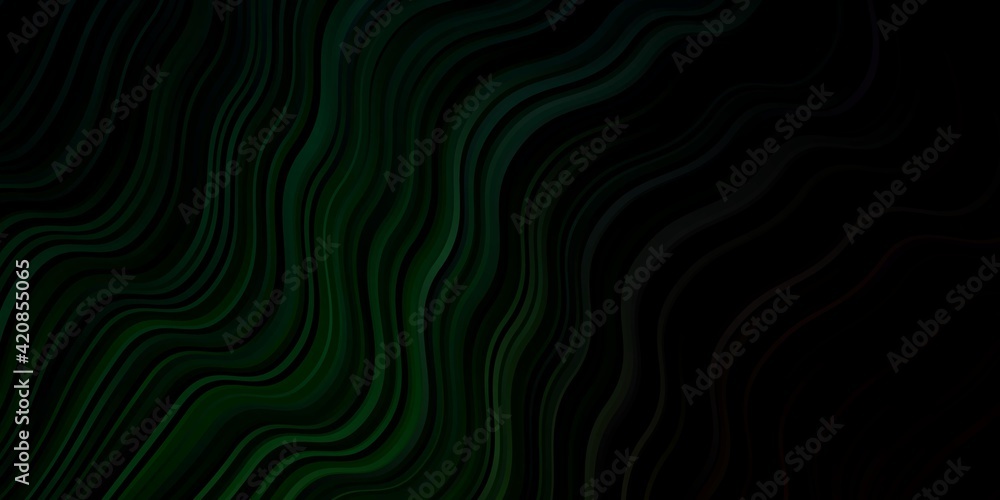 Dark Green vector backdrop with curves.