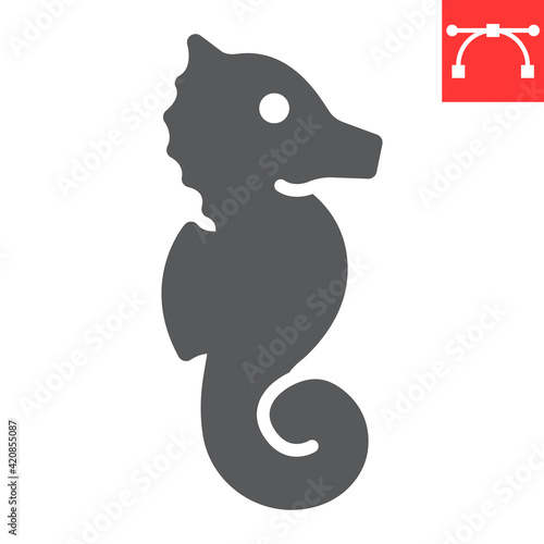 Seahorse glyph icon, sea and ocean animals, sea horse vector icon, vector graphics, editable stroke solid sign, eps 10.