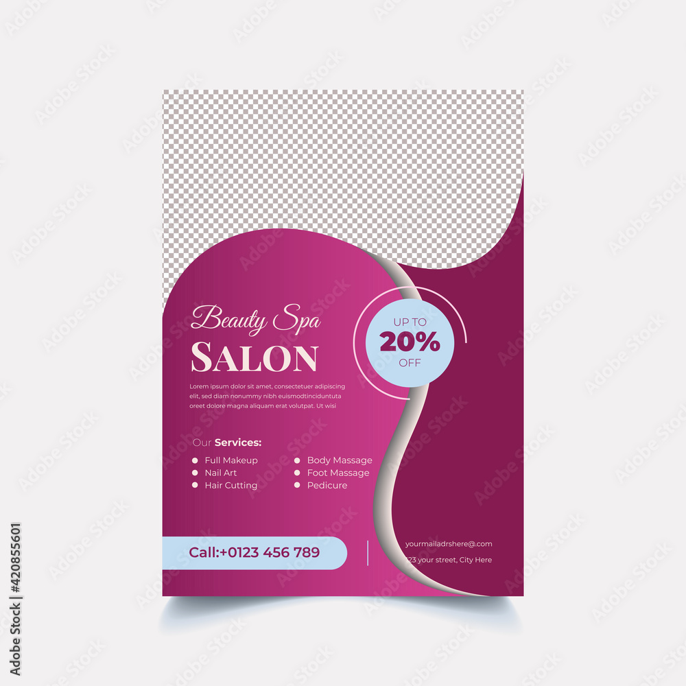 Beauty Spa Hair Salon Skin Care Flyer Poster Modern Colorful Creative Brochure Template Cover