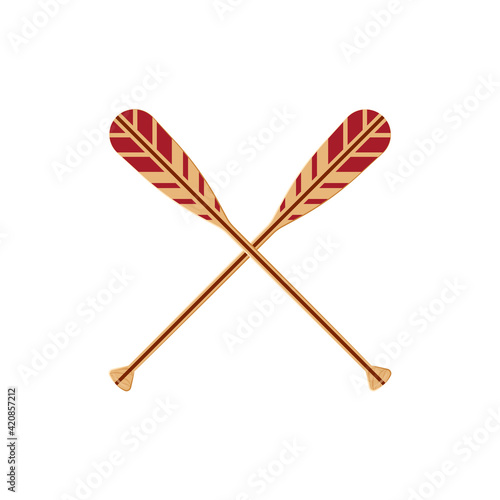 Crossed oar sign in flat style, vector