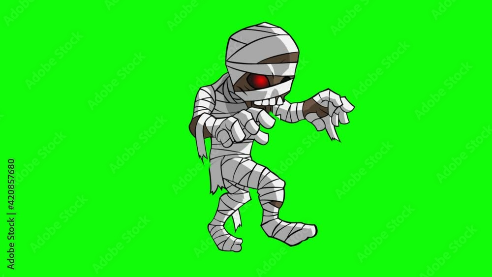 Mummy walk cycle animation. Clip in high resolution with green screen background. Mummy walk cycle animation. Clip in high resolution with green screen background.