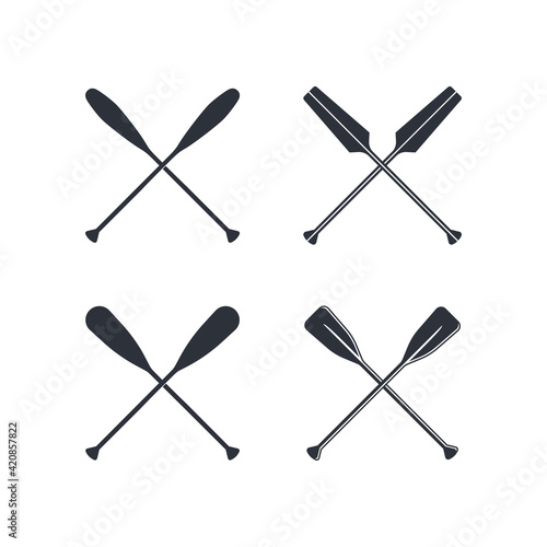 Crossed oar sign in flat style, vector