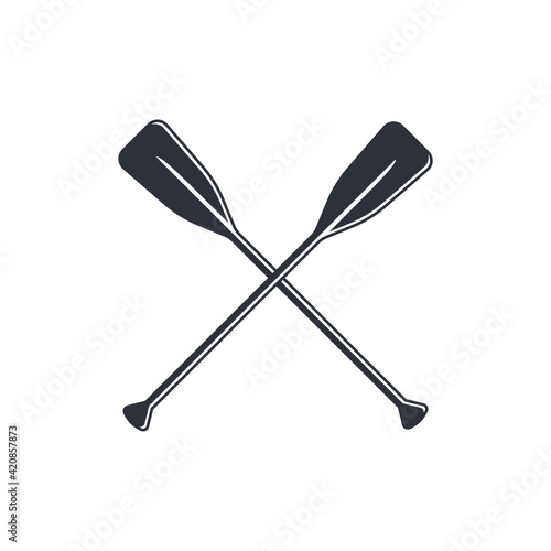 Crossed oar sign in flat style, vector photo