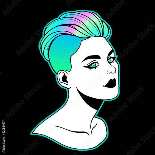 girl with a bright hairstyle undercut