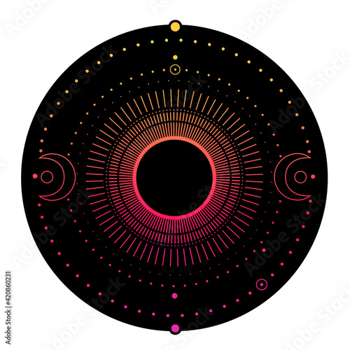 bright esoteric decorated sun and stars