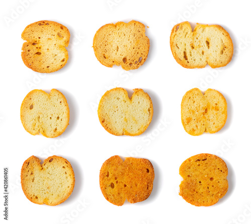 Crunchy Croutons, Bruschetta Crackers, Rusks or Small Fried Bread © ange1011