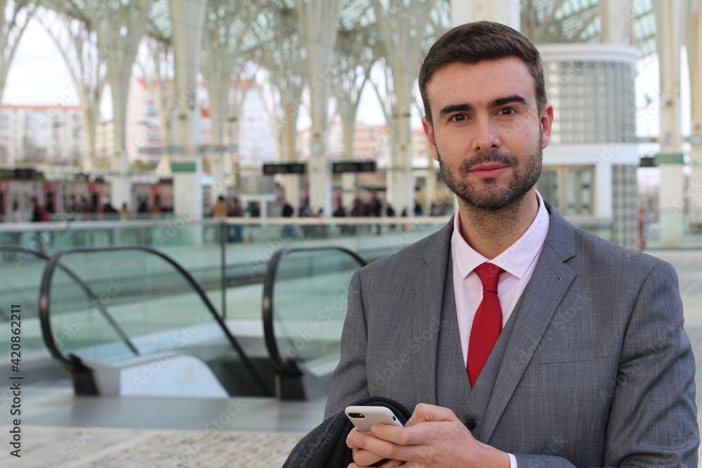 Elegant businessman ready to go Elegant businessman ready to go