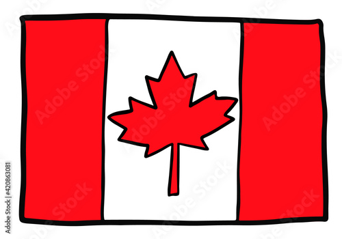 Hand drawing Canadian flag sketch. Vector doodle illustration