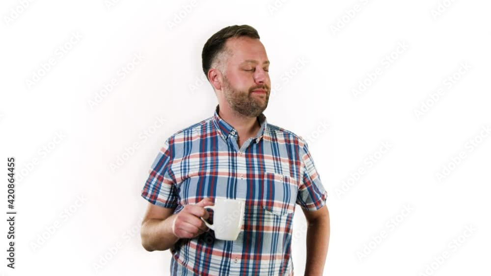 Man drinking coffee and enjoys it really much #TheCoolStockGuy Man drinking coffee and enjoys it really much #TheCoolStockGuy
