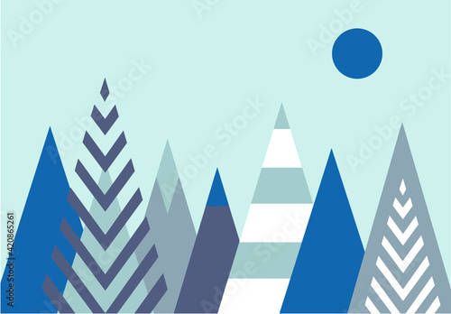 Painted mountains, fairy-tale drawing, photo wallpaper for children's room, beautiful mountains, fairy forest, magic.