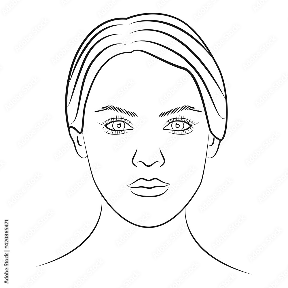 Face chart template for make up. Female face. Cosmetology concept ...