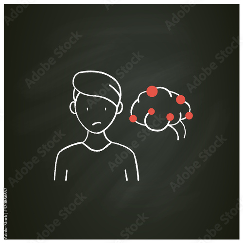 Continuous partial attention chalk icon. Simultaneously pay attention to several sources of information. Information overload concept.Isolated vector illustration on chalkboard