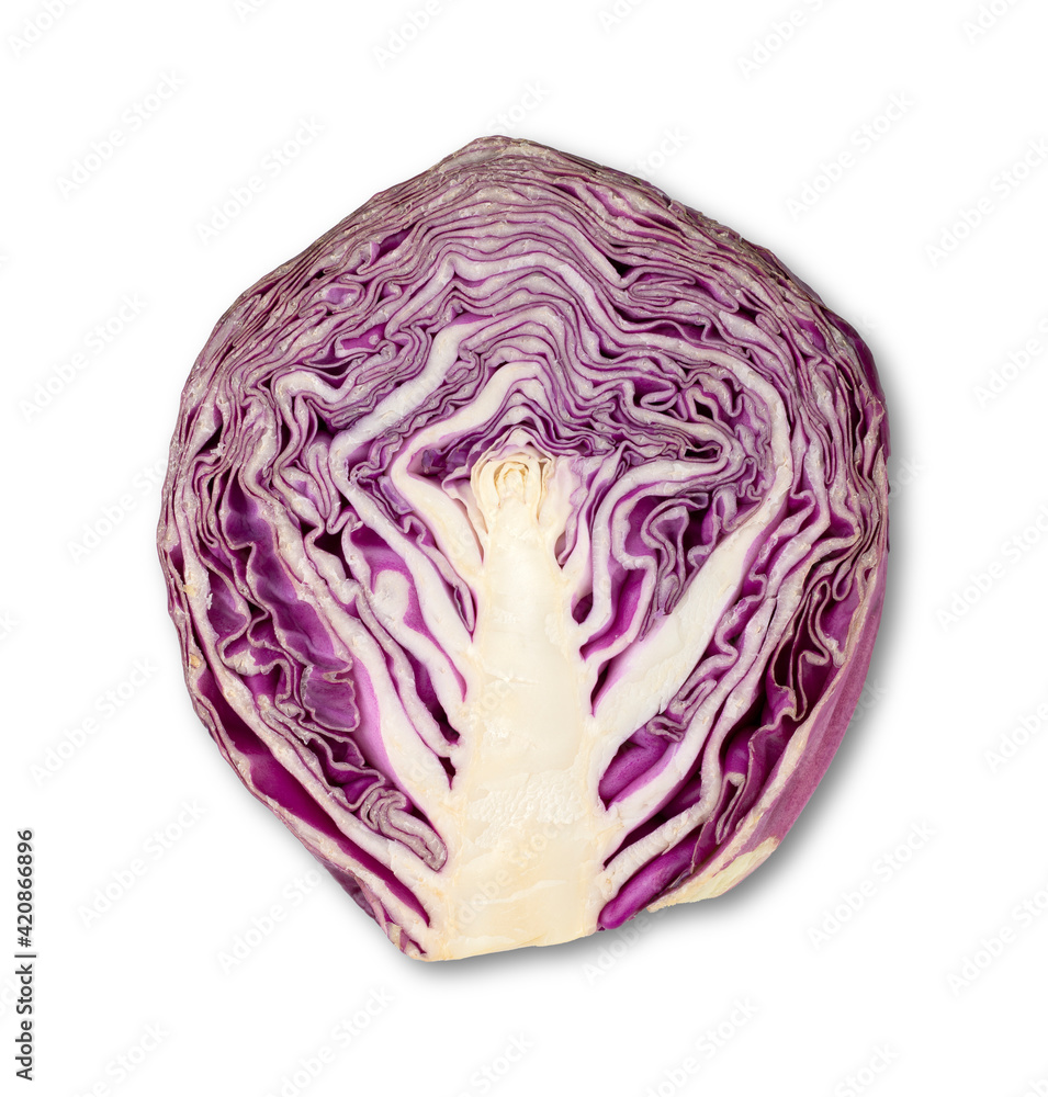 Purple cabbage half isolated over white background Purple cabbage half isolated over white background