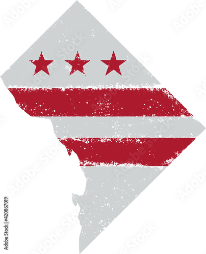 Distressed Washington DC / District of Columbia Flag Map
