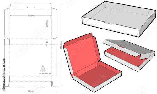 Self-assembling Folding Box. Ease of assembly, no need for glue (Internal measurement 40x30x5cm). The .eps file is full scale and fully functional. Prepared for real cardboard production.