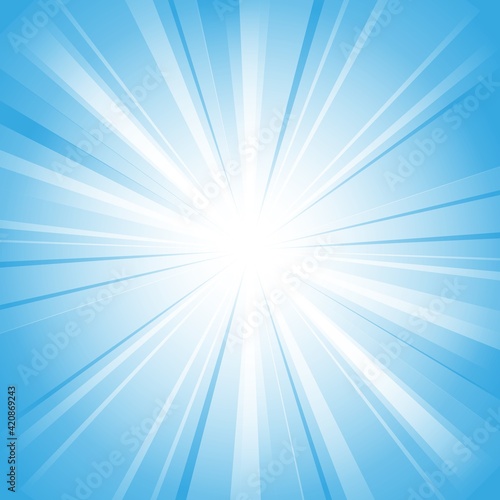 Abstract blue background with sun ray. Summer vector illustration for design