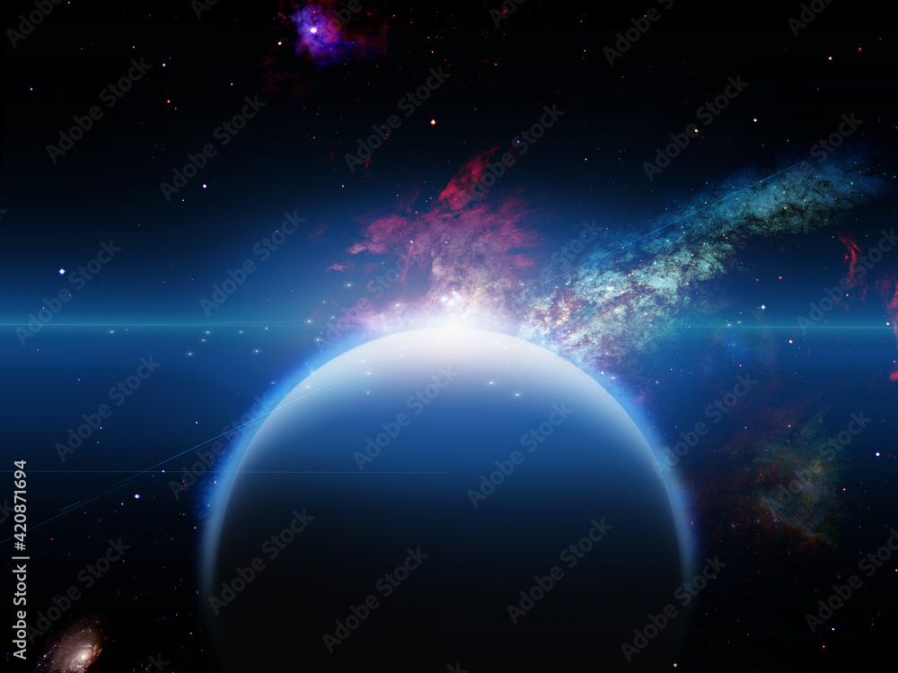 Planet with nebulos filaments