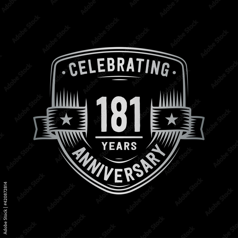 Obraz premium 181 years anniversary celebration shield design template. Vector and illustration
