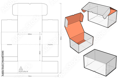 Self-assembling Folding Box. Ease of assembly, no need for glue (Internal measurement 20x15x30cm). The .eps file is full scale and fully functional. Prepared for real cardboard production.