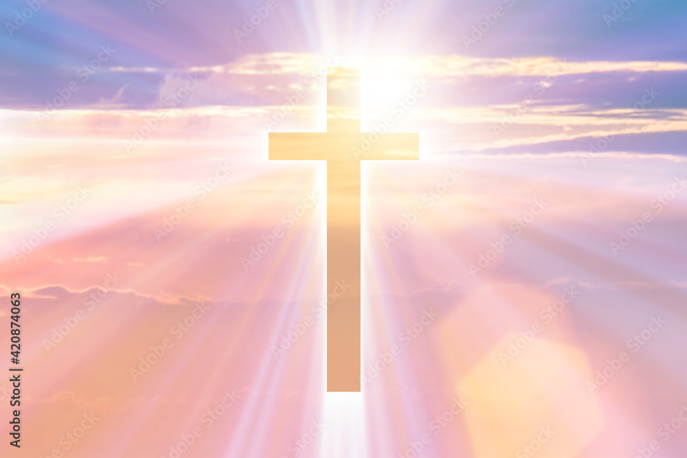 Religious concept with cross against sky Religious concept with cross against sky
