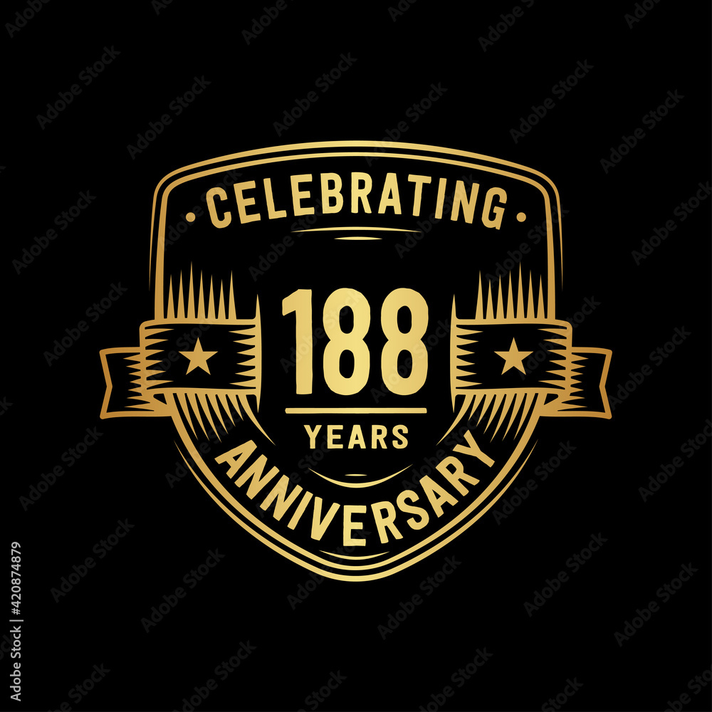 Fototapeta premium 188 years anniversary celebration shield design template. Vector and illustration