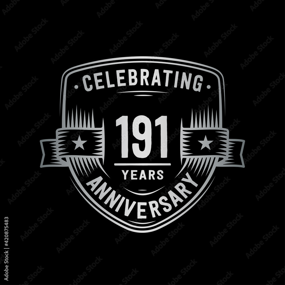 Fototapeta premium 191 years anniversary celebration shield design template. Vector and illustration