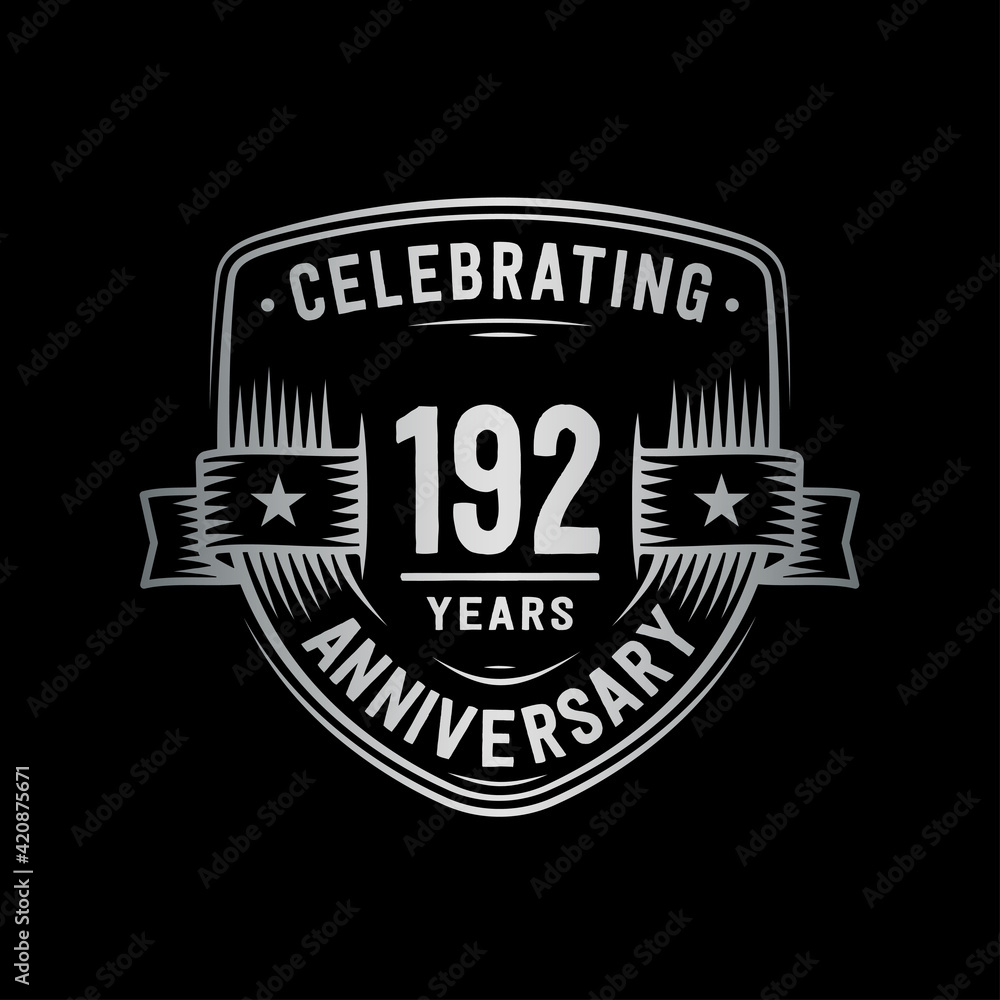 Fototapeta premium 192 years anniversary celebration shield design template. Vector and illustration