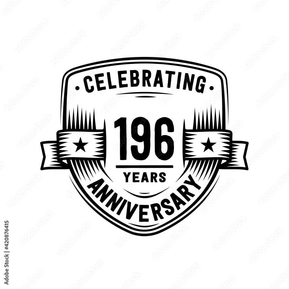 196 years anniversary celebration shield design template. Vector and illustration 196 years anniversary celebration shield design template. Vector and illustration