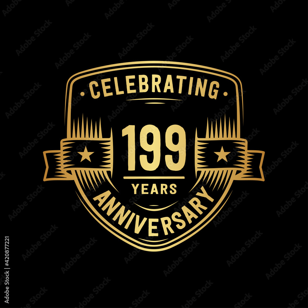 199 years anniversary celebration shield design template. Vector and illustration 199 years anniversary celebration shield design template. Vector and illustration