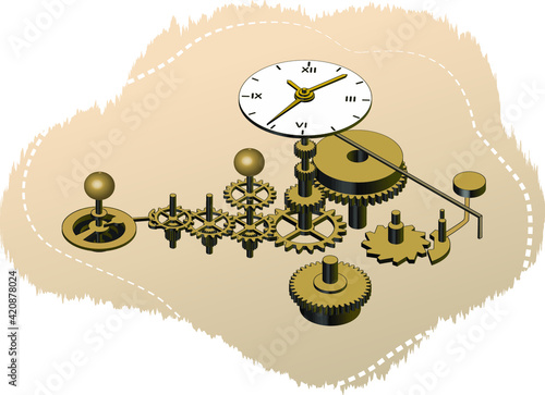 elements of the clockwork in isometric