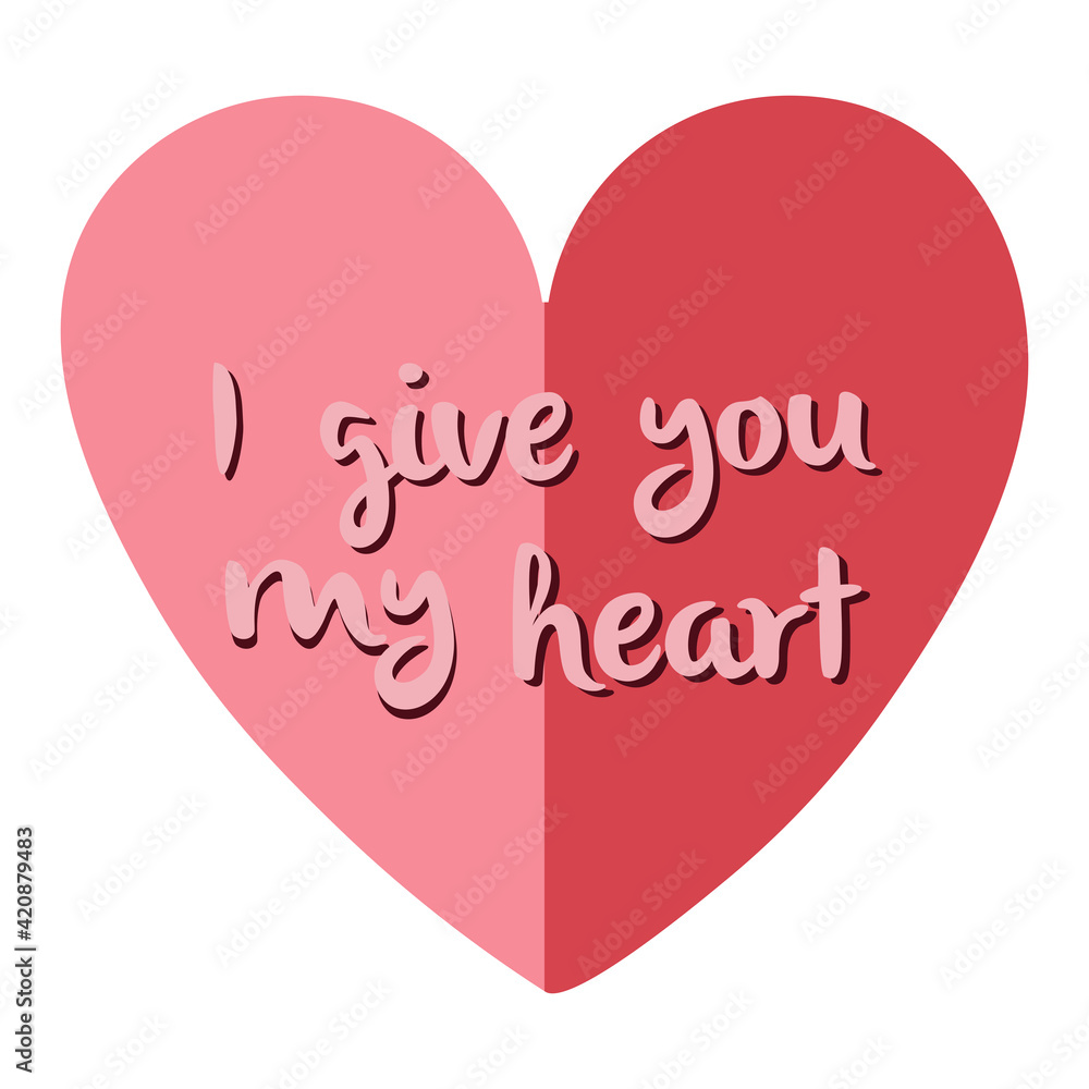 Isolated red I give you heart love you romantic icon - Vector