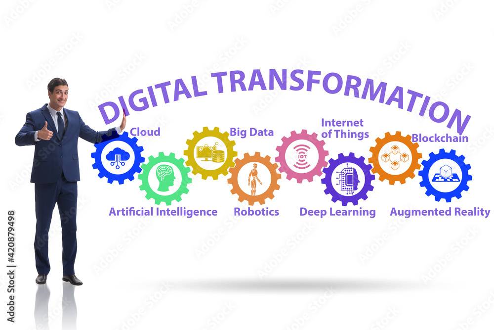 Concept of digital transformation with businessman Concept of digital transformation with businessman