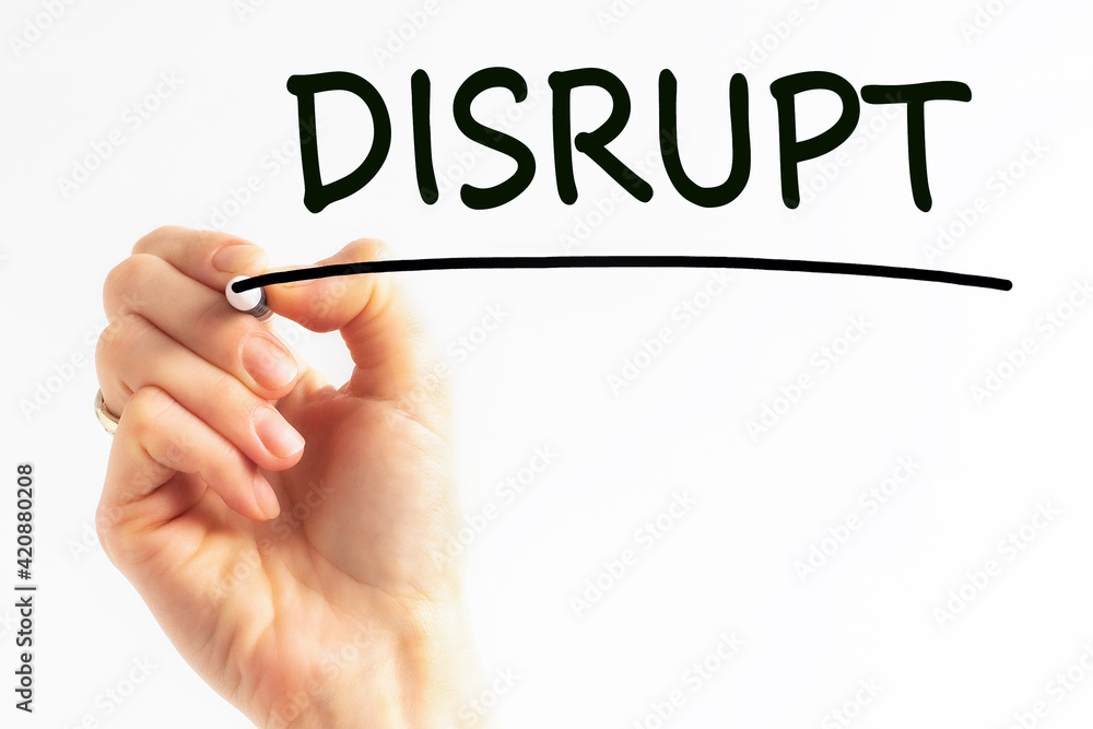 Hand writing inscription disrupt with marker, concept, stock image Hand writing inscription disrupt with marker, concept, stock image