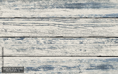 Old shabby wooden boards painted white and blue. Weathered wood texture, EPS 10 vector.