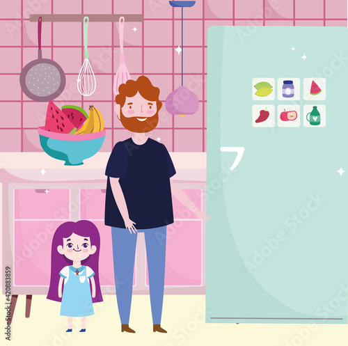 dad daughter kitchen