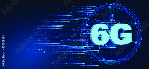 6G new wireless internet wifi connection. Big data binary code flow numbers. Global network high speed innovation connection data rate technology vector illustration. Concept in Low poly style. Vector
