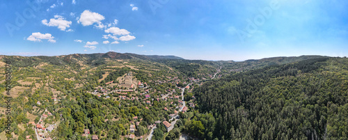 Aerial panorama of village of Svezhen  Bulgaria