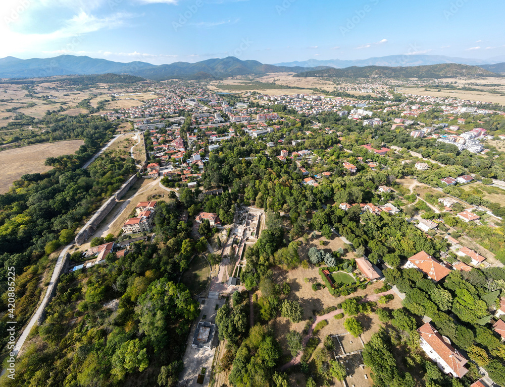 Fototapeta premium Aerial panorama of town of Hisarya, Bulgaria