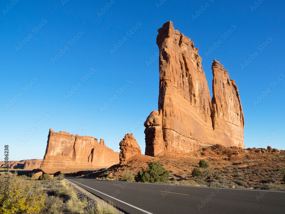 USA, Utah. Arches National Park, The Organ, with the Tower of Babel