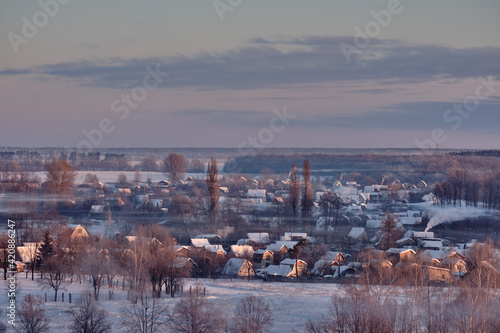 landscape with snow in the morning