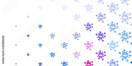 Light blue, red vector texture with disease symbols.