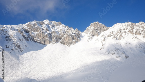 snow covered mountains